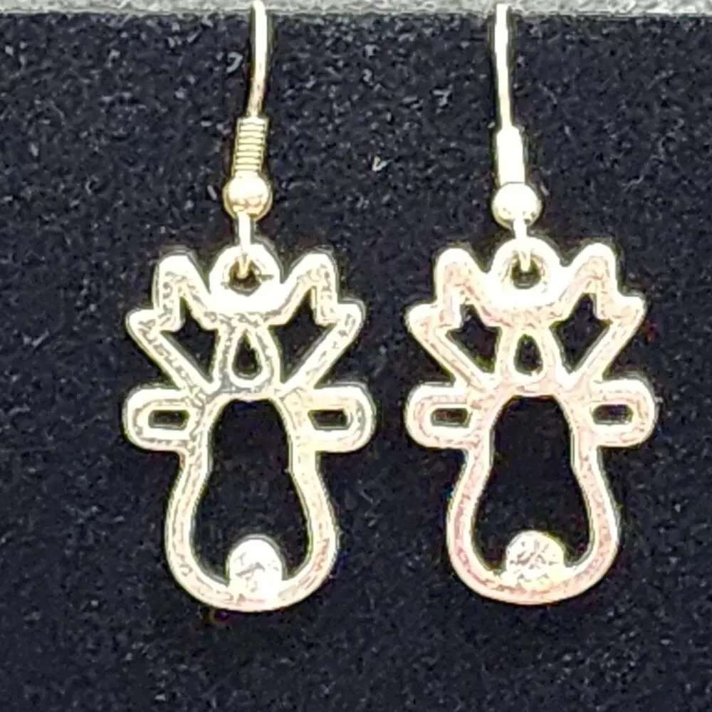 Christmas Reindeer Earrings Design Dangle Crystal Cubic Zirconia Nose Accents ST